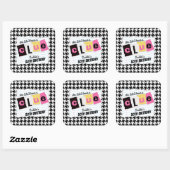 ANY AGE 90s houndstooth verrassingsverjaardagsfees Vierkante Sticker (Vel)