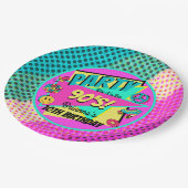 ANY AGE 90s party regenboog halftone roze blauwgro Papieren Bordje (Gekanteld)