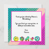 ANY AGE 90's retro verjaardagsfeestje neon regenbo Bedankkaart (Achterkant)