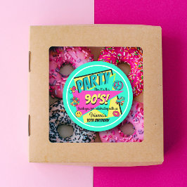 ANY AGE 90's verjaardagsfeestje blauwgroen dank u  Ronde Sticker