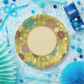 Any Age Abstract Floral Pattern Birthday Papieren Bordje (Feest)