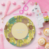 Any Age Abstract Floral Pattern Birthday Papieren Bordje (Feest)