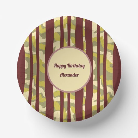 Any Age Adult Birthday Camo Stripes Pattern Papieren Kommen (Voorkant)