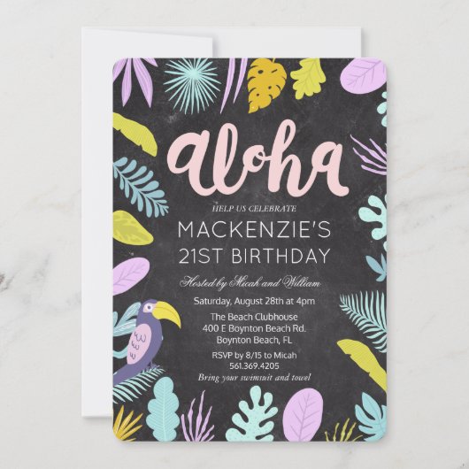 ANY AGE - Aloha tropische palm verjaardagsuitnodig Kaart (Voorkant)