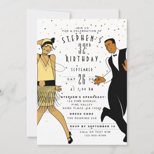 ANY AGE Art Deco/Great Gatsby/1920s Verjaardagsfee Kaart (Voorkant)