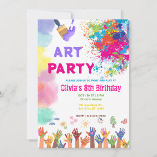 ANY AGE Art Party Paint Party Birthday Kaart