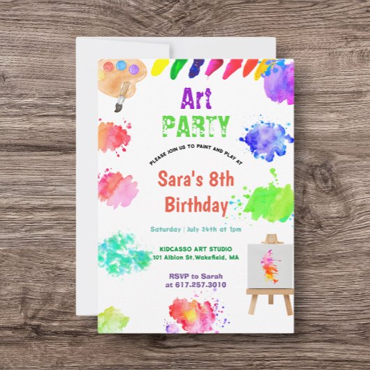 ANY AGE Art Party Paint Party Birthday Kaart