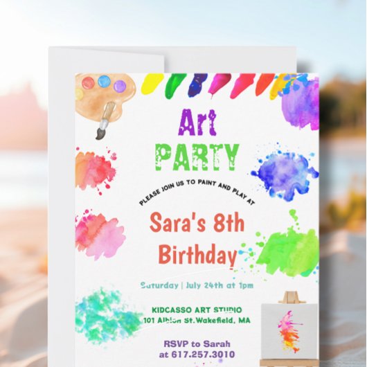 ANY AGE Art Party Paint Party Birthday Kaart