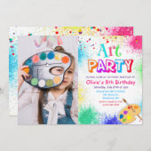 ANY AGE Art Party Verf Party Verjaardagsuitnodigin Kaart (Voorkant / Achterkant)