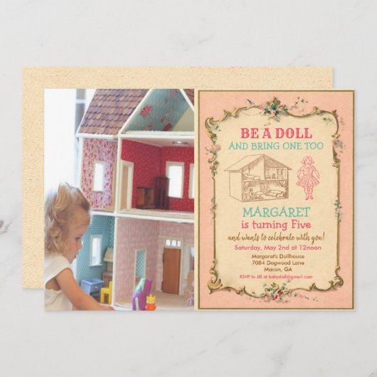 ANY AGE - Baby Doll Party Verjaardagsuitnodiging Kaart (Voorkant / Achterkant)