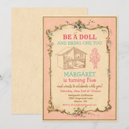 ANY AGE - Baby Doll Party Verjaardagsuitnodiging Kaart (Voorkant / Achterkant)