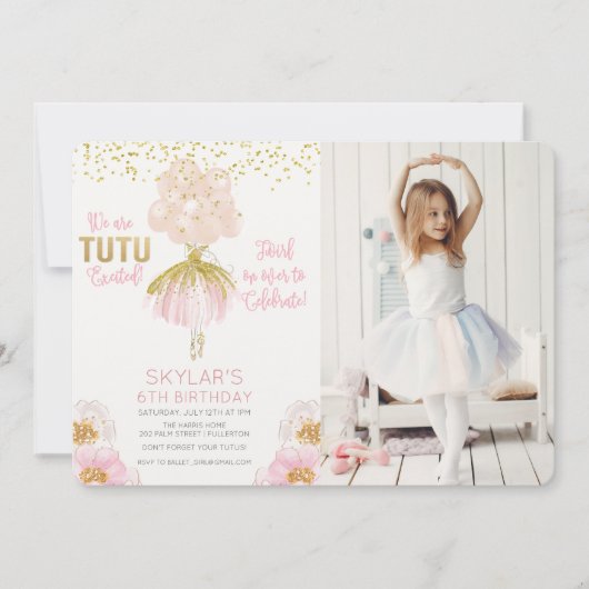 ANY AGE - Ballerina Foto Verjaardag Uitnodiging (Voorkant)