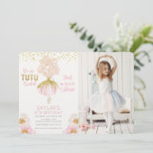 ANY AGE - Ballerina Foto Verjaardag Uitnodiging (Staand voorkant)