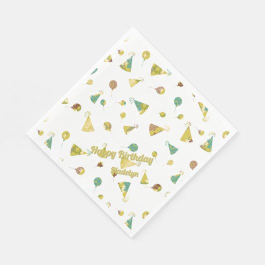 Any Age Birthday Celebration Silhouette Pattern Servet (Hoek)