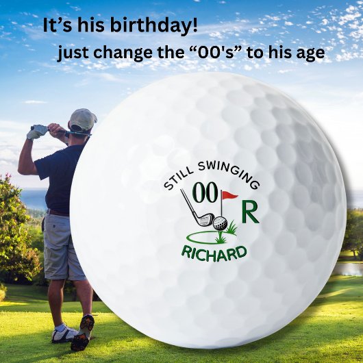 *ANY AGE Birthday Men's Monogram Name Golfballen