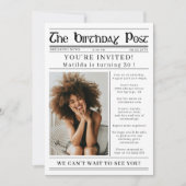 Any Age Birthday Newspaper Custom Photo  Kaart (Voorkant)