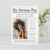 Any Age Birthday Newspaper Custom Photo  Kaart (Staand voorkant)