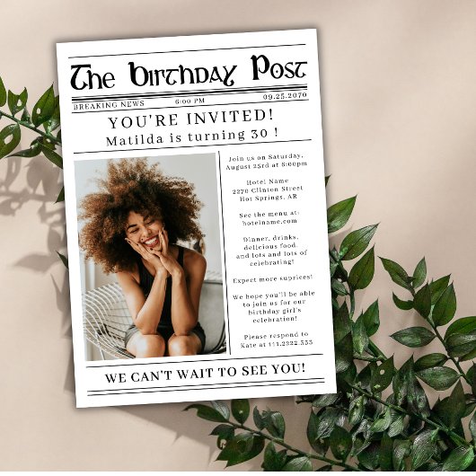 Any Age Birthday Newspaper Custom Photo  Kaart