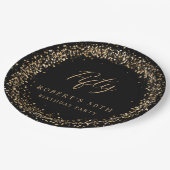 Any Age Black Gold Glitter Verjaardagsfeestje Papieren Bordje (Gekanteld)