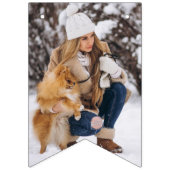 ANY AGE Blauw Denim & Wit Initiaal Foto Verjaardag Vlaggetjes (Eerste vlag)