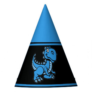 Any Age Blauw en Zwart T Rex Dinosaurus Verjaardag Feesthoedjes