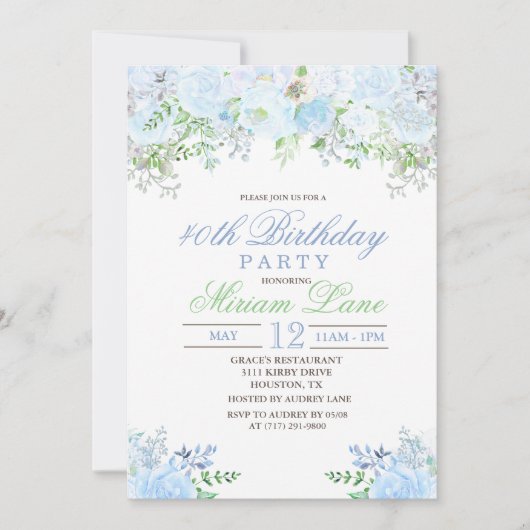 ANY AGE - Bloemen Verjaardagsfeestuitnodiging Kaart (Voorkant)