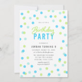 Any Age Blue Aqua Green Confetti Verjaardagsfeestj Kaart (Voorkant)