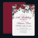 ANY AGE Bourgogne Bloemen Winter Verjaardag Uitnod Kaart<br><div class="desc">Bourgogne Wijn Marsala Bloemen Winter Verjaardag Uitnodiging</div>