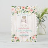 ANY AGE - Bunny Floral Verjaardag Uitnodiging (Staand voorkant)