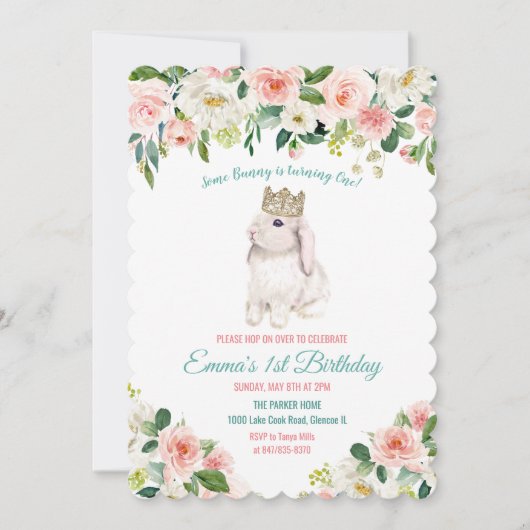 ANY AGE - Bunny Waterverf Verjaardagsuitnodiging Kaart (Voorkant)