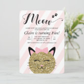 ANY AGE - Cat Kitten Meow Verjaardagsuitnodiging Kaart (Staand voorkant)