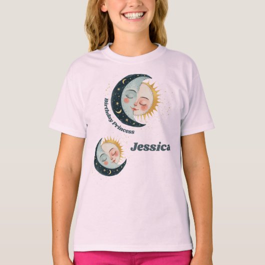 Any Age Celestial Pyjama Verjaardag Roze T-shirt (Voorkant)