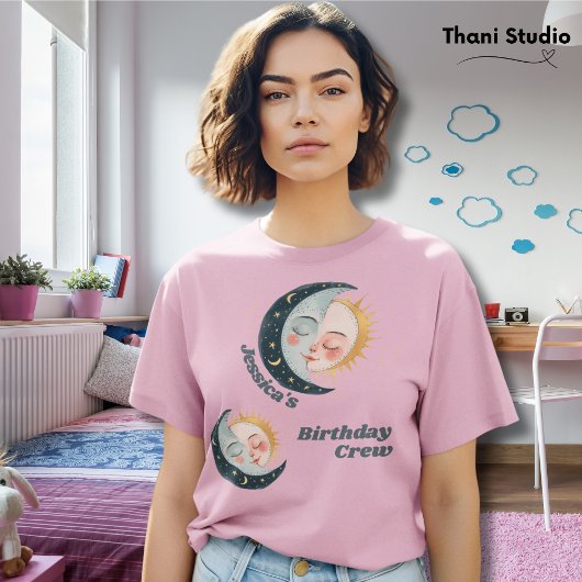 Any Age Celestial Pyjama Verjaardag Roze T-shirt