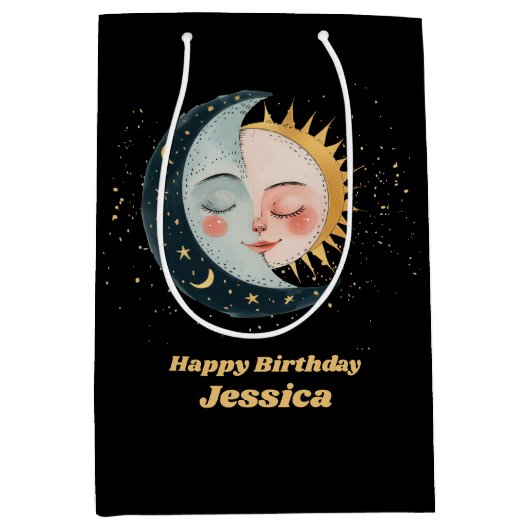 Any Age  Celestial Pyjama Verjaardag Zwart Medium Cadeauzakje (Voorkant)