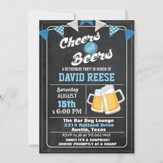 ANY AGE - Cheers and Beers Uitnodiging tot pensioe (Voorkant)