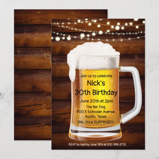 ANY AGE - Cheers & Beers Verjaardagsuitnodiging Kaart (Voorkant / Achterkant)