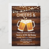 ANY AGE - Cheers & Beers Verjaardagsuitnodiging Kaart (Voorkant)