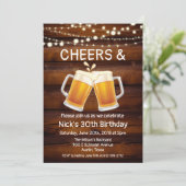 ANY AGE - Cheers & Beers Verjaardagsuitnodiging Kaart (Staand voorkant)