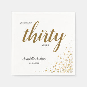 Any Age Cheers to Thirty Gold Confetti Verjaardag Servet