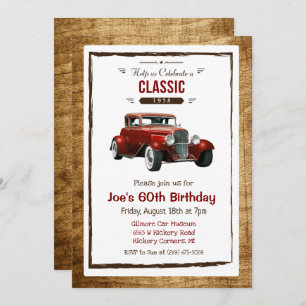 ANY AGE -  Classic Car Verjaardagsuitnodiging Kaart