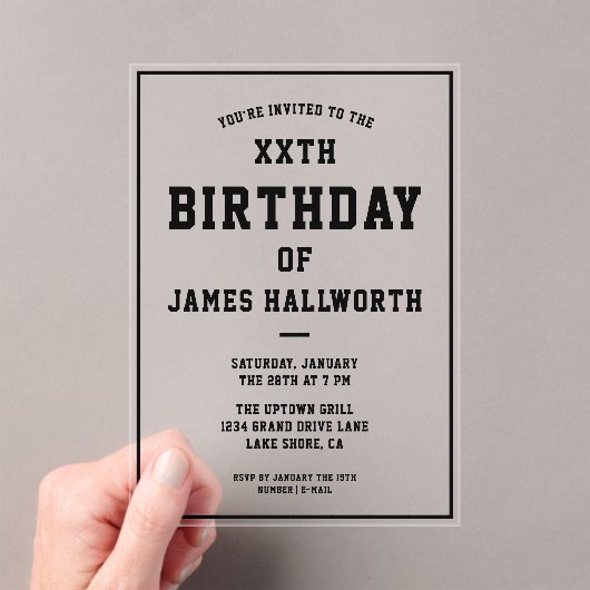 ANY AGE Cool Verjaardag Uitnodiging | Zwart en hel (Insitu (Draagbaar))