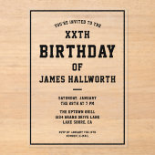 ANY AGE Cool Verjaardag Uitnodiging | Zwart en hel (Voorkant)