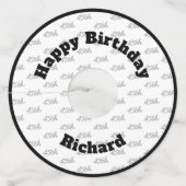 Any Age Custom Tiled Pattern - Zwart en Wit Wijnglaslabel (Voorkant)