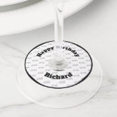 Any Age Custom Tiled Pattern - Zwart en Wit Wijnglaslabel (Dichtbij)