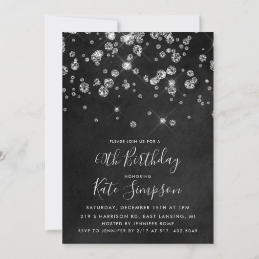 ANY AGE - Diamond Chalkboard Verjaardag uitnodigin Kaart (Voorkant)