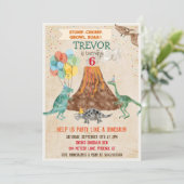 ANY AGE - Dinosaur Volcano Verjaardag uitnodiging (Staand voorkant)