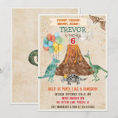 ANY AGE - Dinosaur Volcano Verjaardag uitnodiging (Voorkant / Achterkant)