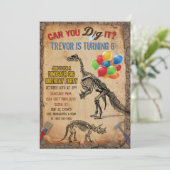 ANY AGE - Dinosaurus Dig Verjaardagsfeestuitnodigi Kaart (Staand voorkant)