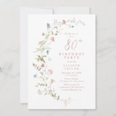 Any Age Dusty Pink Wildflower Boho 80e verjaardag Kaart (Voorkant)