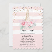 ANY AGE - Eenhoorn Bloemen Verjaardag Uitnodiging (Voorkant)